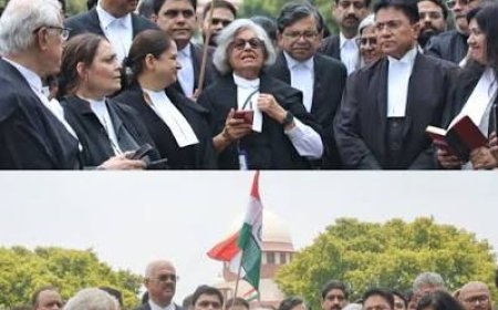 सुप्रीम कोर्ट के बाहर छात्रों के समर्थन में आए वकील