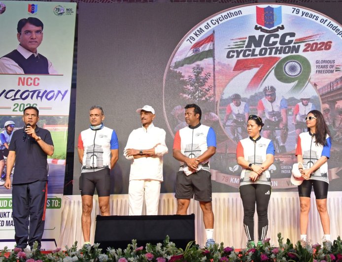 आजादी के 79 वर्ष के उपलक्ष्य में एनसीसी ने किया साइक्लोथॉन 2026 का आयोजन